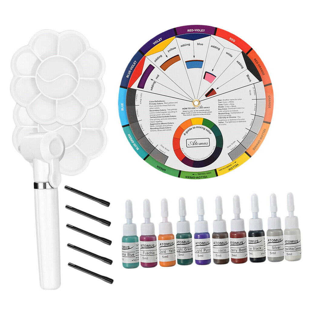 19pcs Tattoo Pigment Mixer Ink Agitator Sticks Color Mixing Guide Palette White