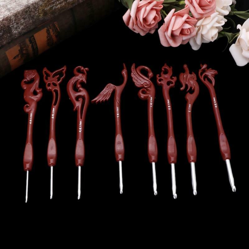 8 Sizes Aluminium Circular Crochet Knitting Sweater Needles Craft Set Bird New