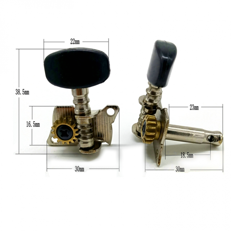 4pcs Ukulele Black Tuning Pegs 2R+2L Steel Machine Heads Tuners for 21 23 26''