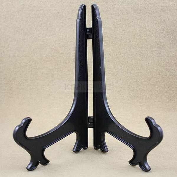 6 x Black Plastic Plate Holders Display Dish Rack Height - 22cm New