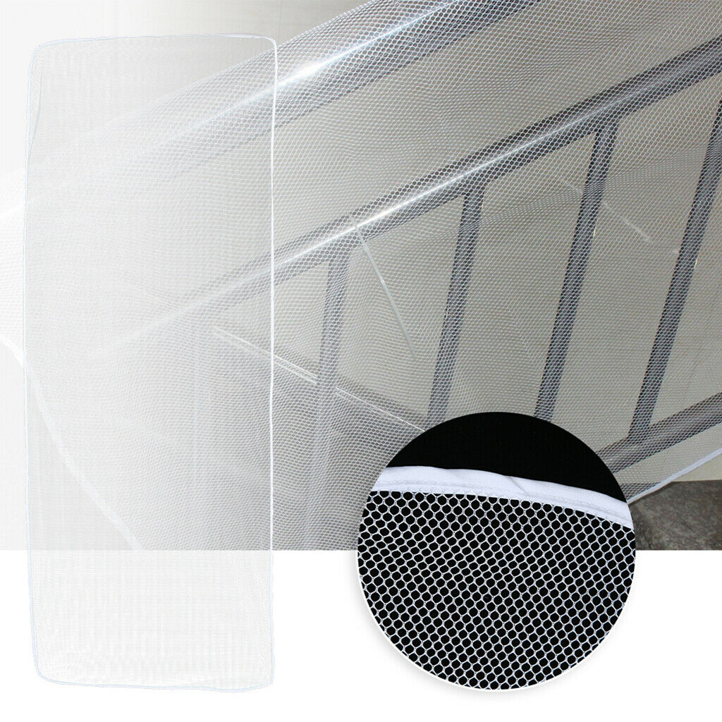 2x Baby Safety Rail Net Banister Stair Balcony Net for Indoor/Outdoor White