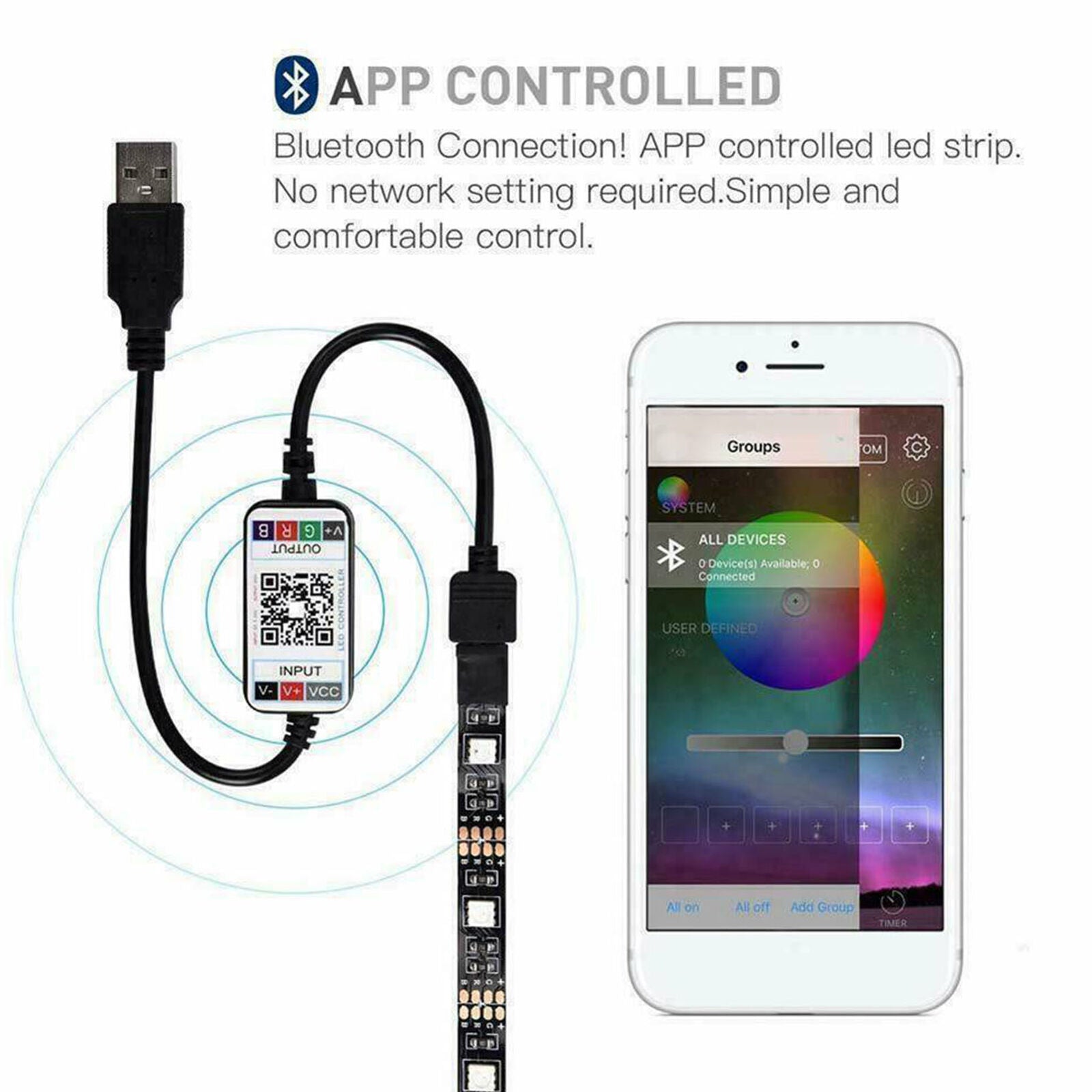 Mini USB Bluetooth RGB LED Controller Remote 5V 5050 3528 LED Strip Li T8Z9