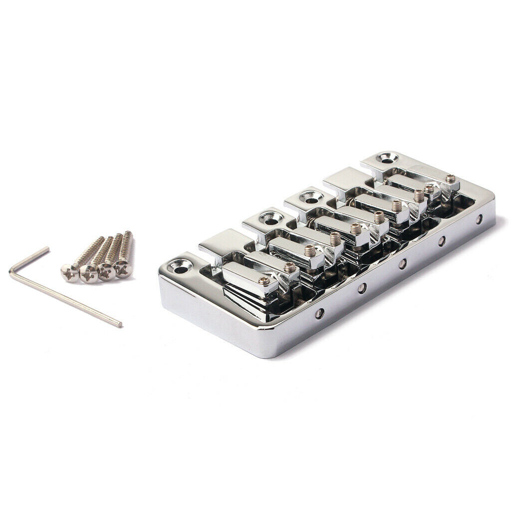 Chrome L Shape 5 String Electric Guitar Bass Bridge with Wrench Replacement