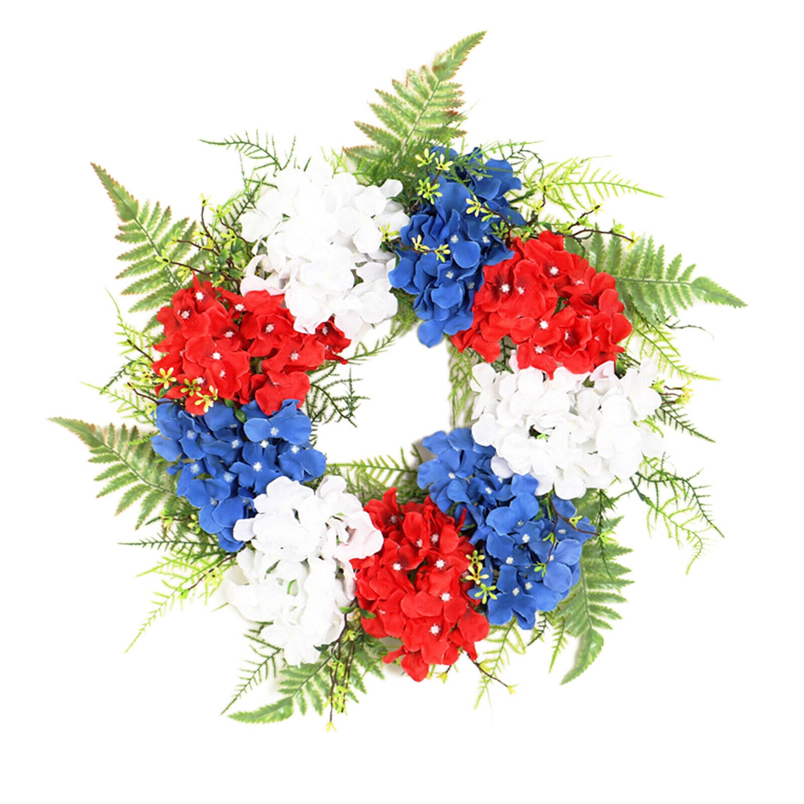 Patriotic American Wreath Flower Garland Memorial Day Wall Window Hanging