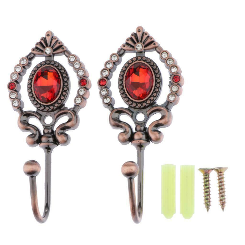 2x Crown-shaped Curtain Tieback Hooks European Style Clothes Hanger Copper
