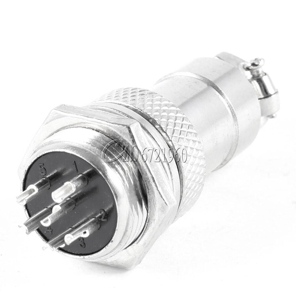 1Pair Aviation Plug 6-Pin 16mm GX16-6 Male Female Panel Metal Connector AC 1200V