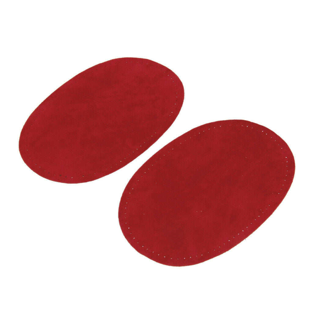Sew On Suede Oval Elbow Knee Patches for Sweater Pants Repair Craft Red