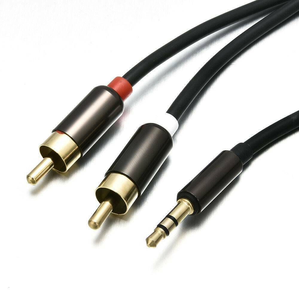 Stereo 3.5mm Male Jack to 2 RCA Male AUX Analog Audio Y Adapter Cable Cord US