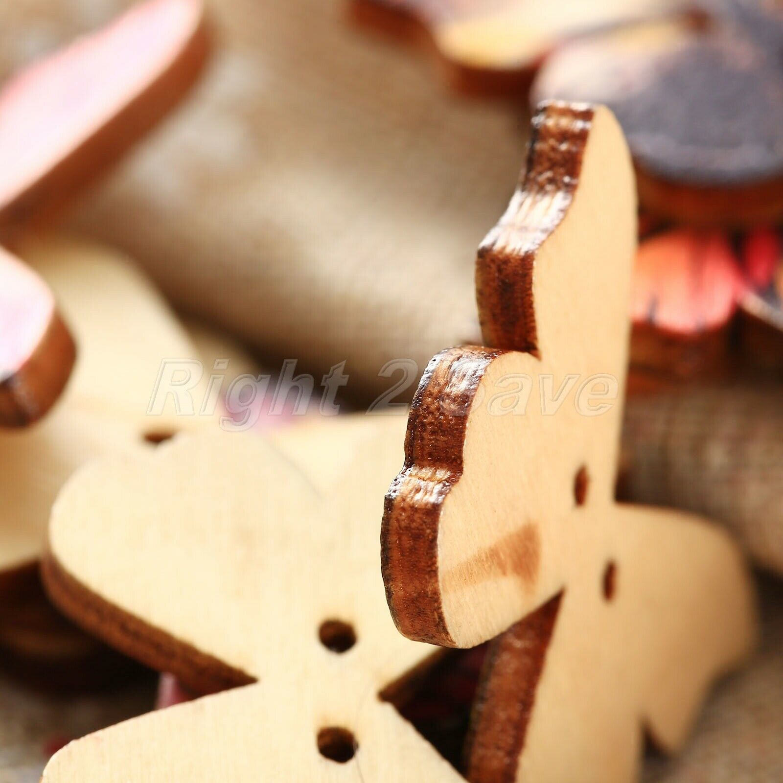 50Pcs Butterfly Wooden Buttons 2 Holes Sewing Mending Weaving DIY Craft Decor