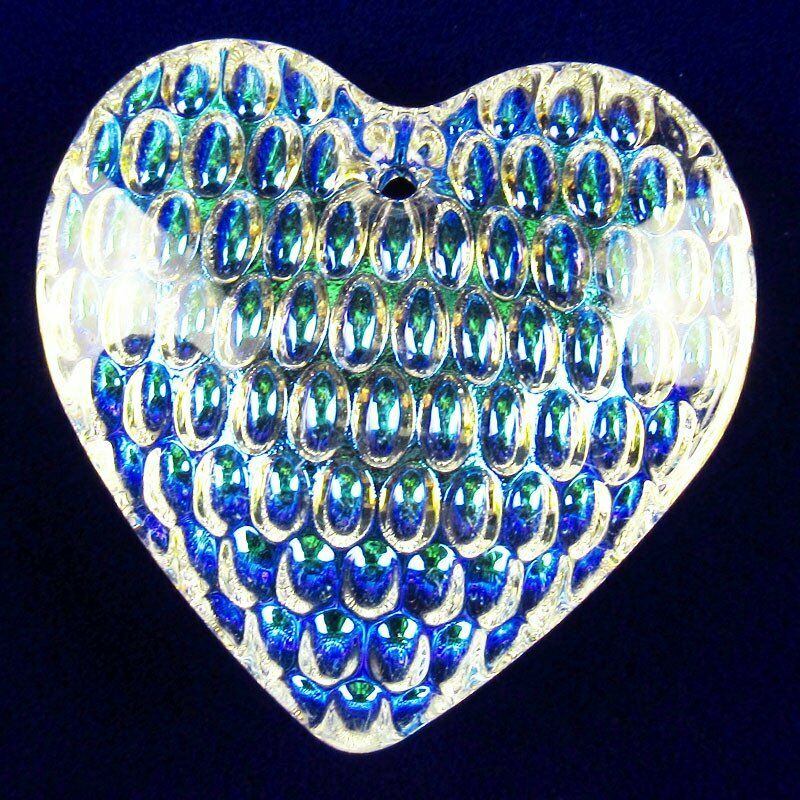 2Pcs AB White Rainbow Titanium Crystal Heart Pendant Bead 44x43x14mm  335SJ