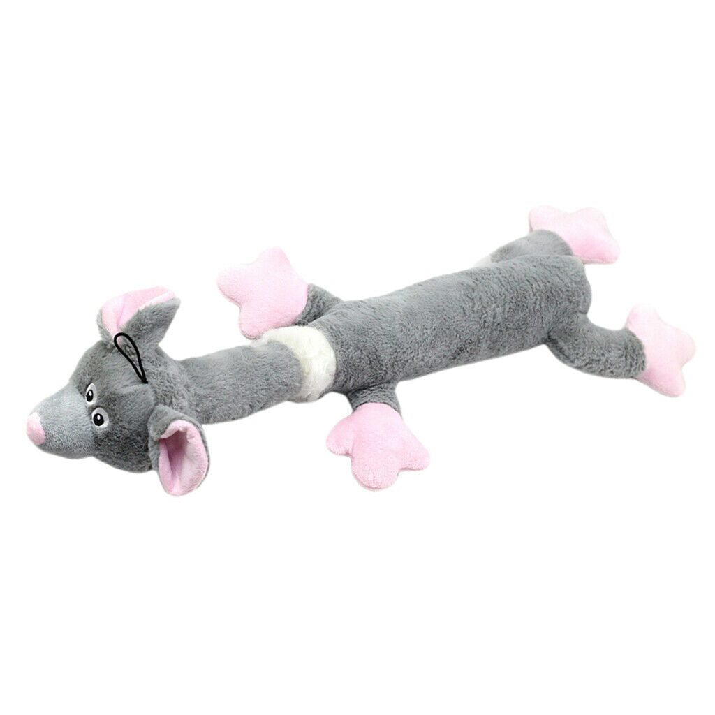 Dog Chew Toys with Squeaker for Puppies Teething, Plush Dog Toys - Gray Mouse