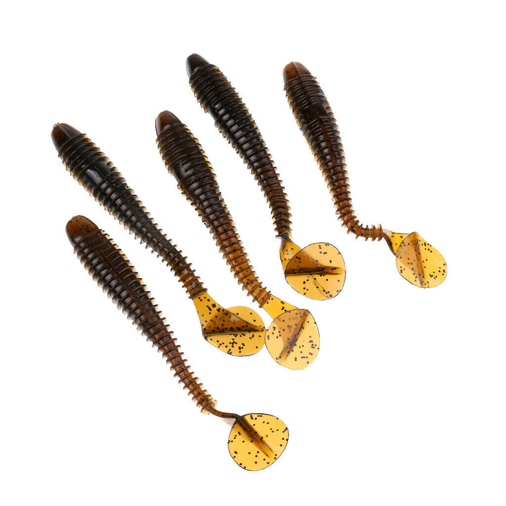 5Piece Lifelike Soft Long Fishing Lure Swimbaits Worm Artificial T Tail Bait