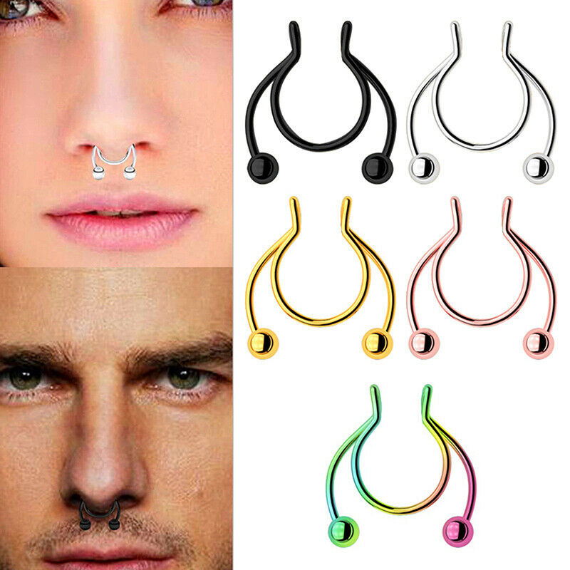 5Pcs 10mm Stainless Steel Nose Clip Nose Rings Non Piercing Body Jewel.l8