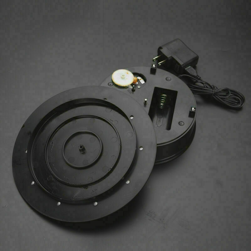 Anti-slip 8'' 360Â° Black Rotating Turntable Display Stand Power By AC & Battery