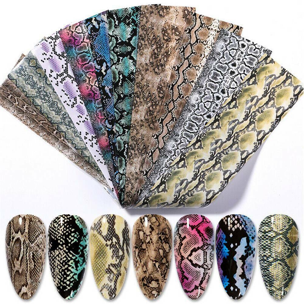 10 Sheets DIY Nail Foil Serpentine Nail Art Transfer Stickers Decals Nail Decors