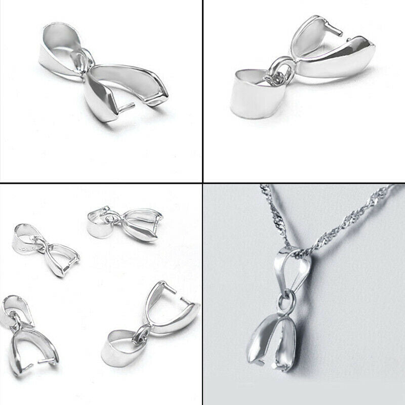 100x Pinch Bail Pinch Pendant Bail Clasp Pendant BailClip Connector Necklace HN