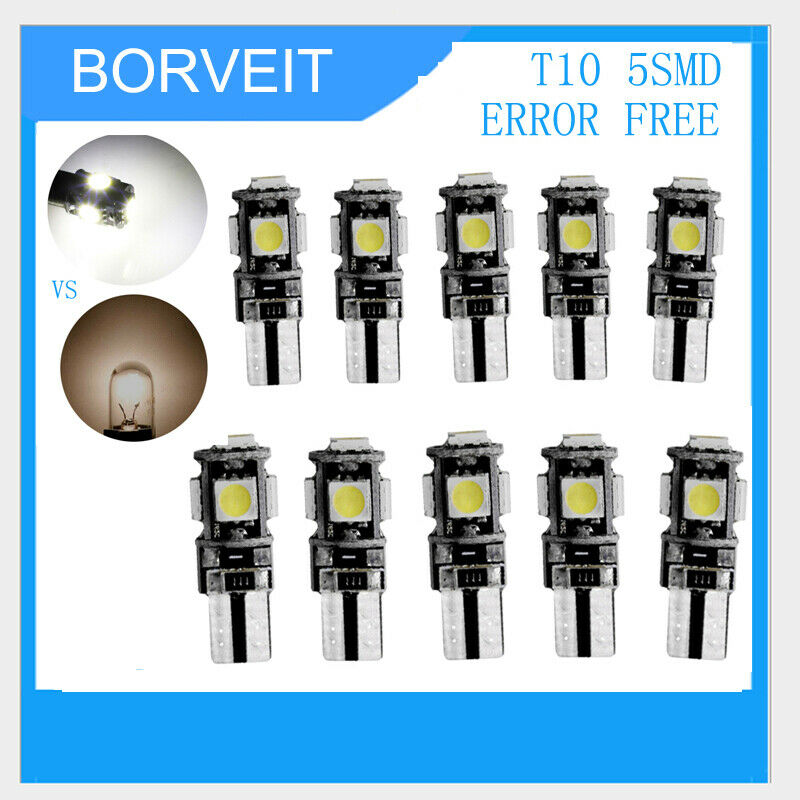 10X Super White T10 5SMD LED Bulbs Car Interior License Plate Light 168 194 2825