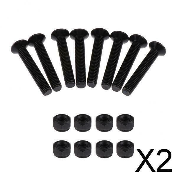 2X 8 Sets Skateboard Mounting Bolts Longboard Screw Nuts Hardware 5x29mm Black