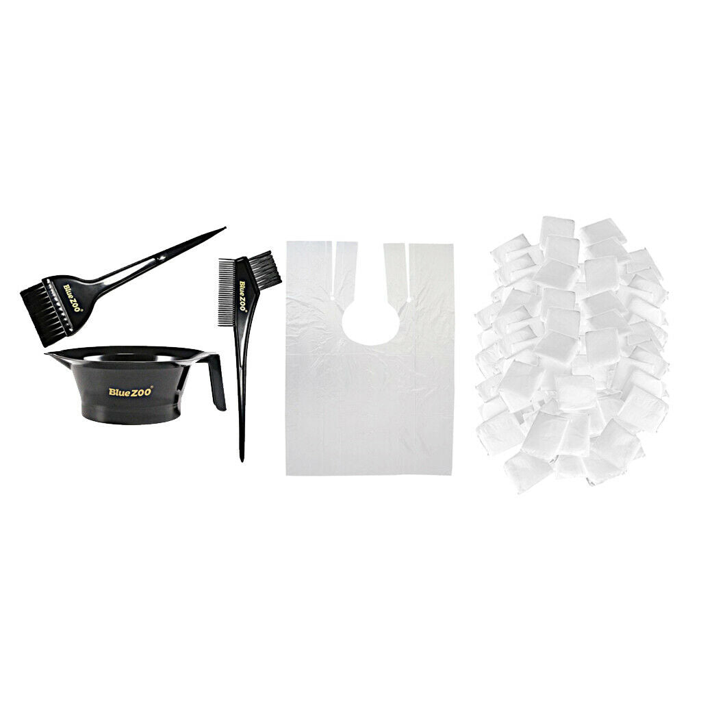 200x Waterproof Disposable Hair Capes Apron & Hair Dye Set Dyeing Comb Bowl