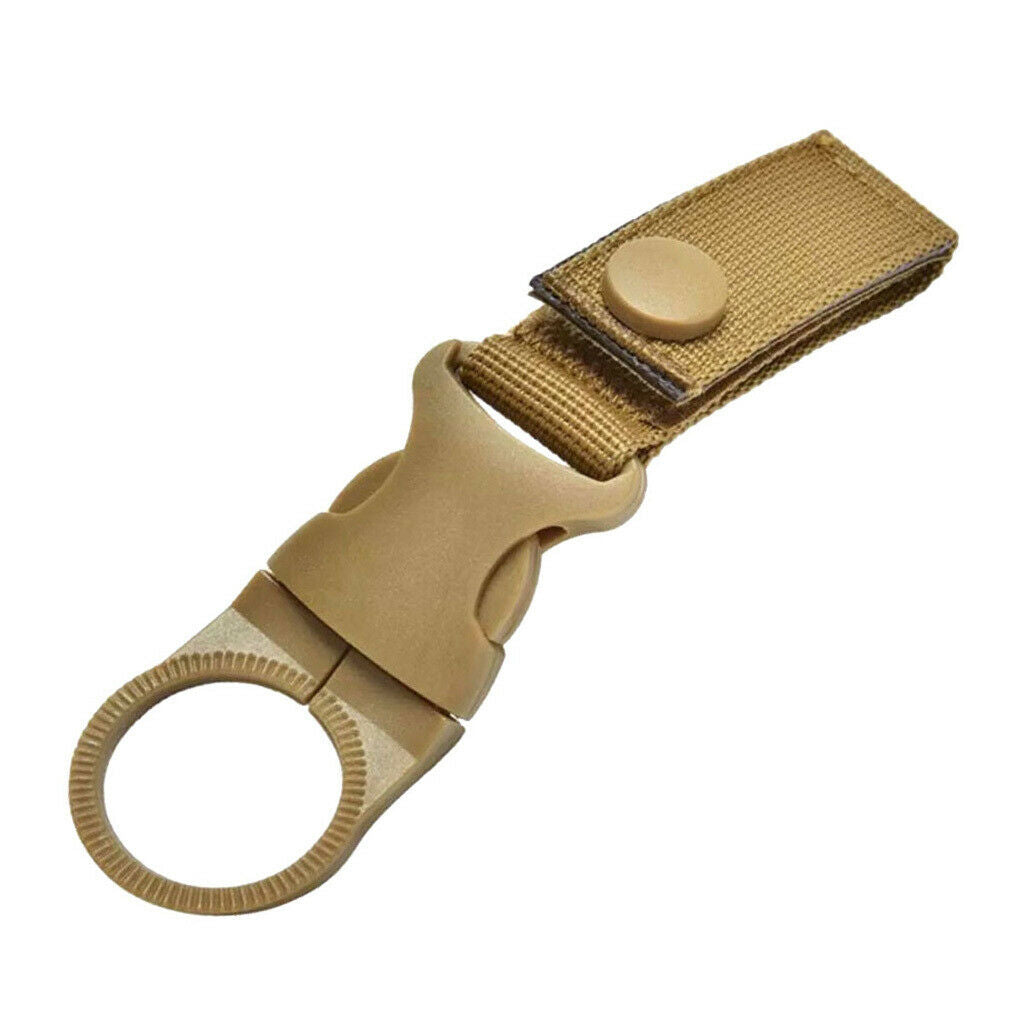2X Nylon Molle Hanging Strap Webbing Buckle Clip Bottle Hook Belt  Tan