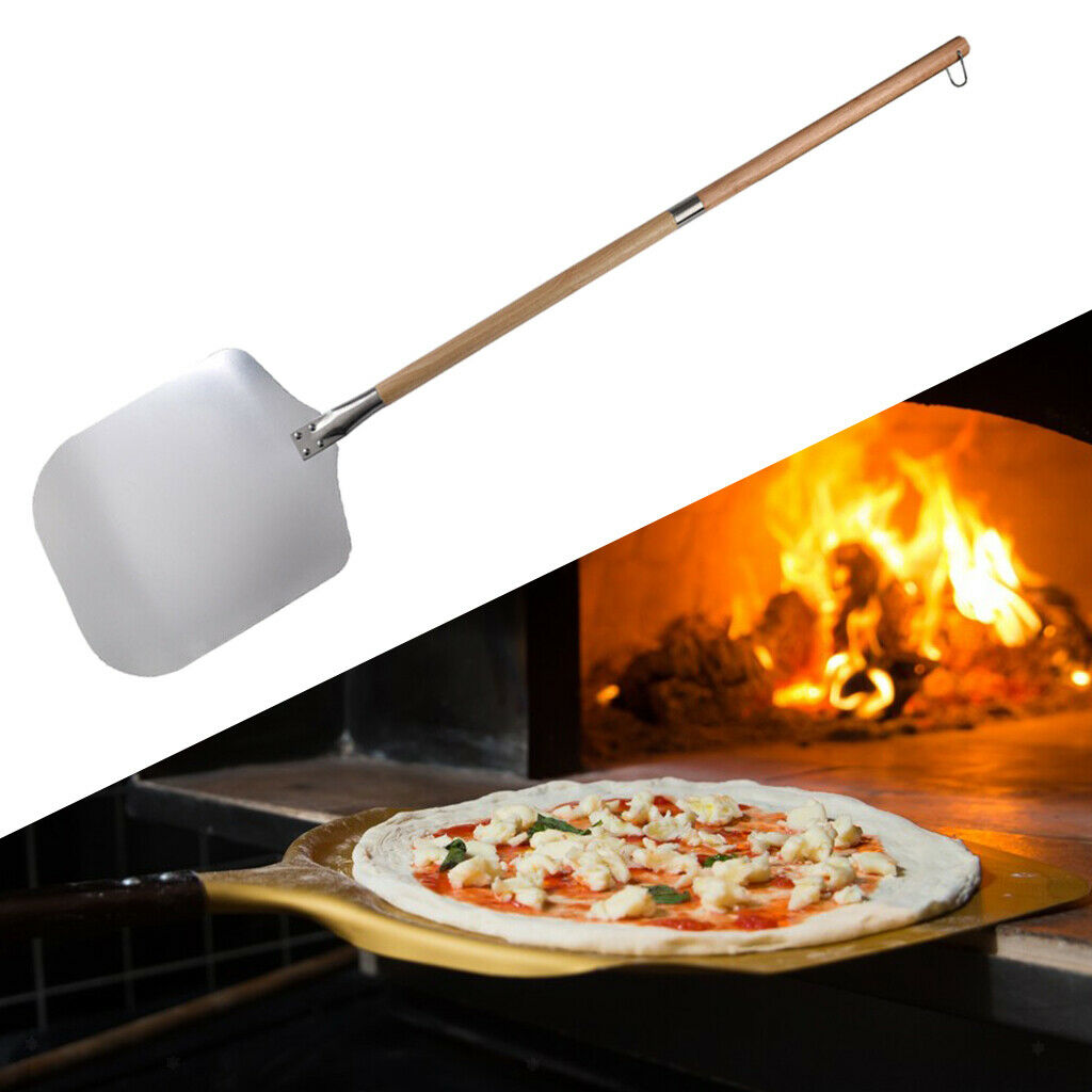 Aluminum Anti-scald Pizza Turning Peel Metal with Wood Handle Homemade Pizza