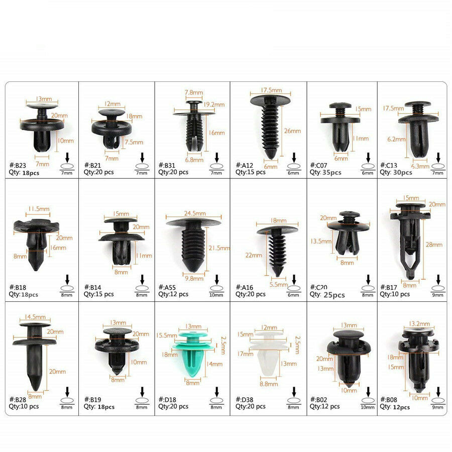 360Pcs Mixed Auto Fastener Clips Retainer Rivet Car Bumper Door Panel Fender