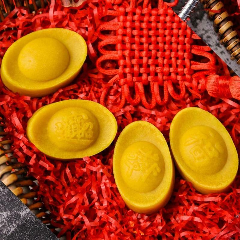 4 Ingot Stamps Mooncake Mold Cookie Cutter Hand Press Green Bean Cake Mould DIY