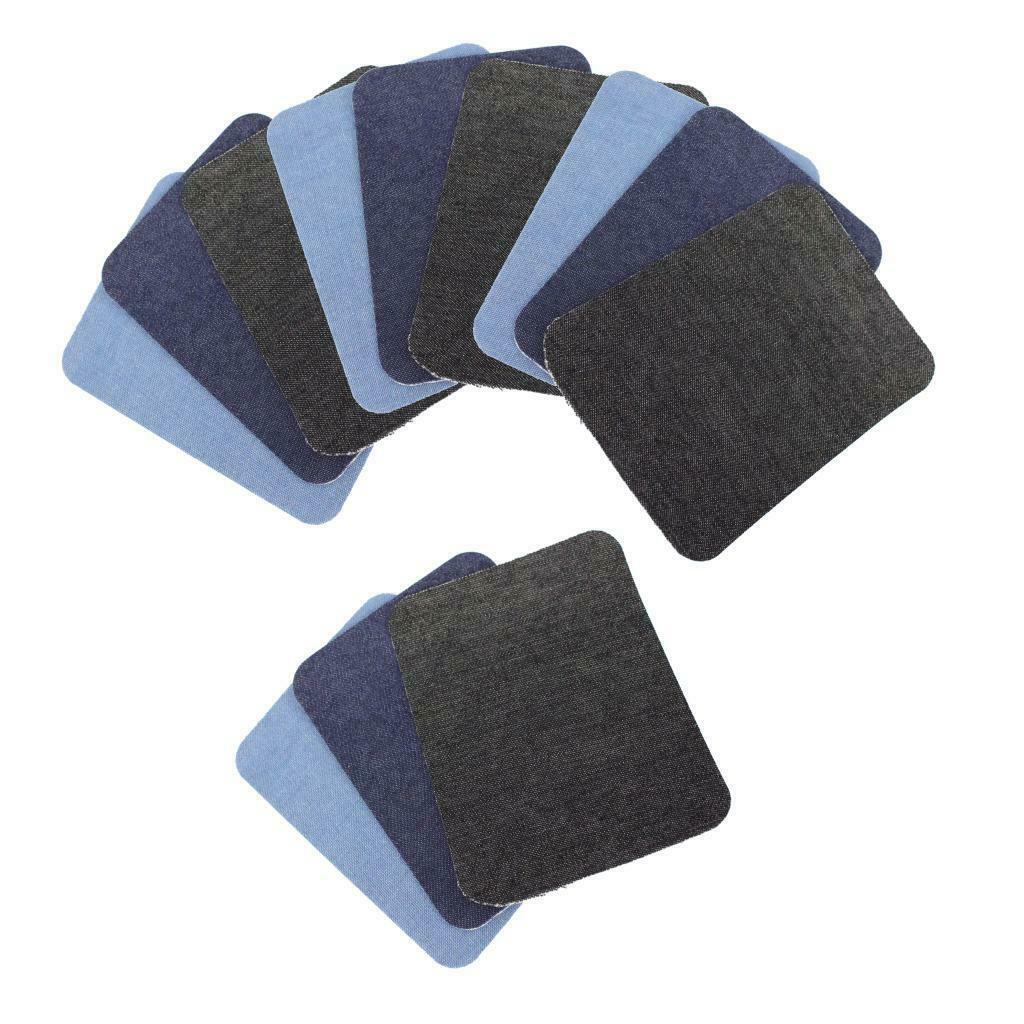 12Pcs Denim Sewing Patches Elbow No-Sew DIY Iron On Jeans Pants Decors