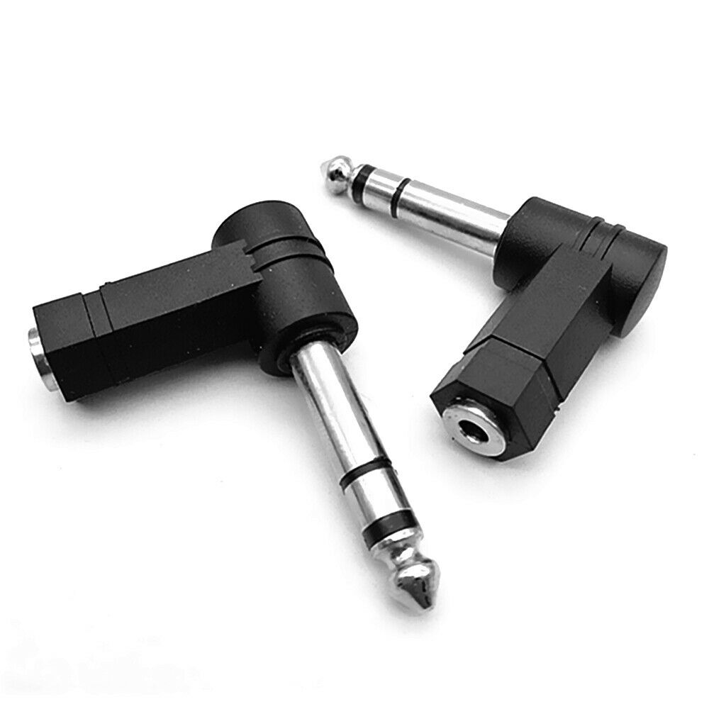 6.35mm Male to 3.5mm Female Plug 3 Pole Stereo Audio Adapter 90 Degree