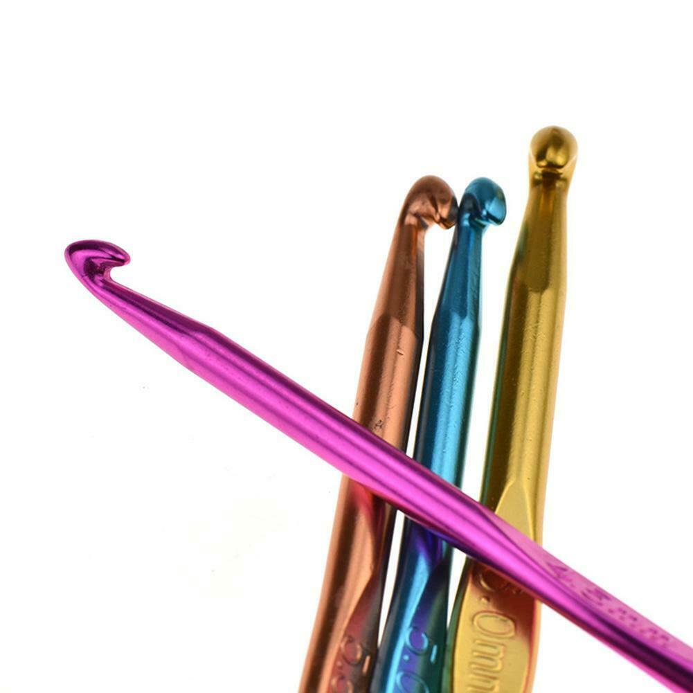 25pcs Aluminum Crochet Hooks Knit Weave Craft Yarn Sweater Sewing Needles @
