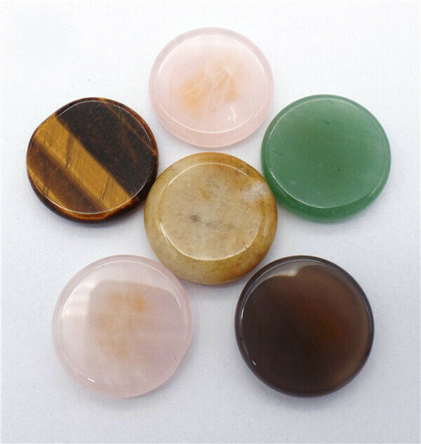 6Pcs 25x6mm Natural Multicolor Mixed Stone Unicorn Symbol Reiki Stone Set HH7703