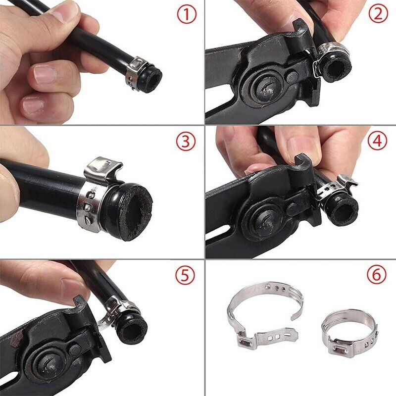 Single Ear Stepless Hose Clamps 180 Pcs 5.8-21 Mm + Ear Clamp Pliers, StainlZ1N7