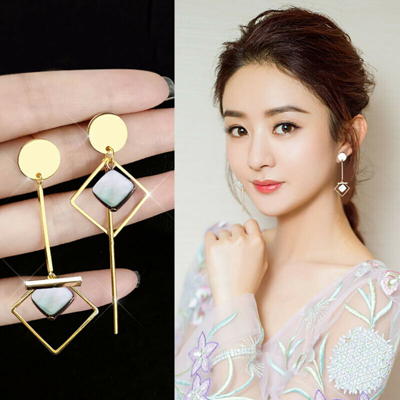 Women Long Geometry Dangle Drop Earrings Ear Studs Trendy Wedding Jewelry GiA Qx
