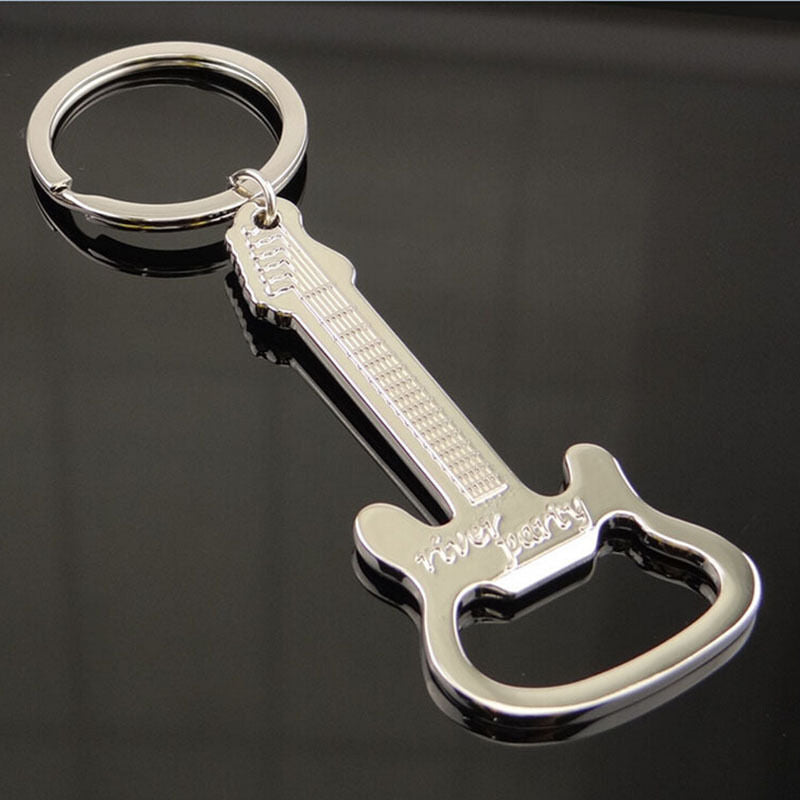 Guitar Bottle Opener Ring Keyring Chain Metal Bar Wine Beer Cap Hang Tool.l8