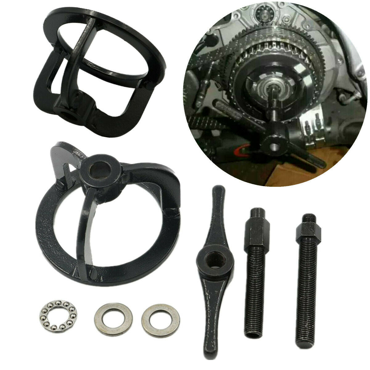 1x Clutch Spring Tool Compressor Tool Iron Black For 1991 Dyna Sturgis - FXDB