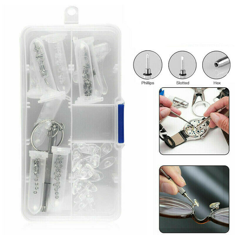 Durable Eye Glasses Repair Tool Screw Nose Pad Nut Optical Assortment Kit Set