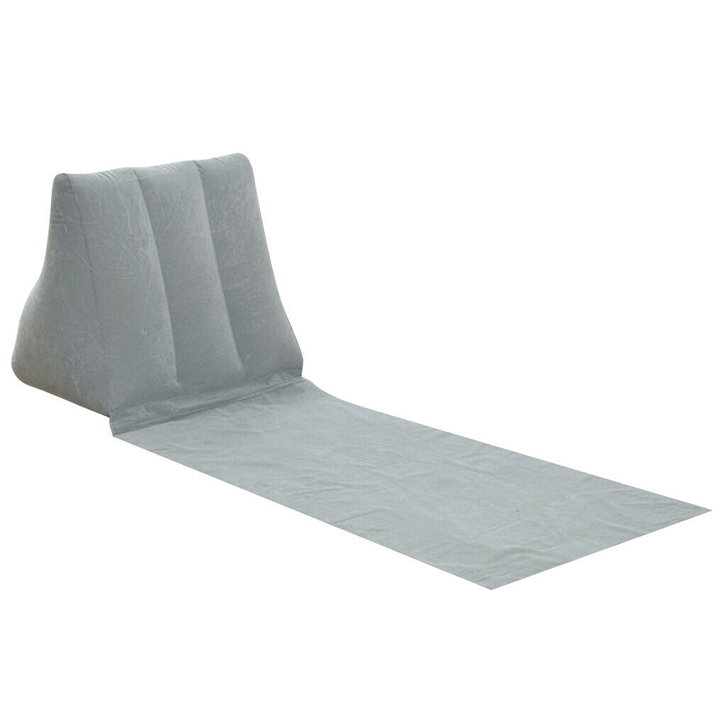 Garden Inflating Beach Camping Lounger Cushion Chair Air Bed Mattress Gray