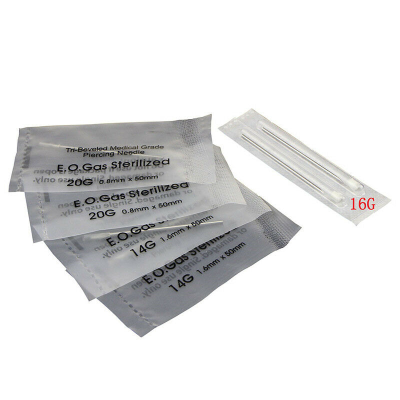 19PCS/Set Body Piercing Tool Kit Ear Nose Navel Nipple Needles Forcep Jewelr Xz