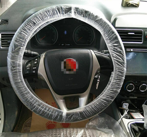 100pc Universal Clear Plastic Disposable Steering Wheel Cover for Auto Car Truck