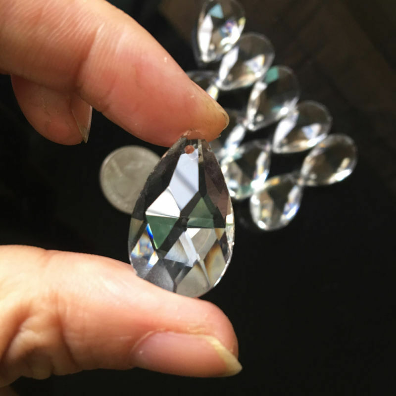 10Pcs 28mm Clear Glass Crystal Prism Tear Drop DIY Pendant Chandelier Jewelry