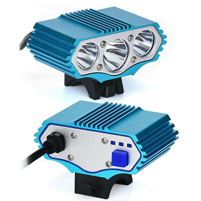 Blue Bike Lighting Headlamp 3T6 LED Bicycle Lamp Headlight&4800mAh Battery Pack