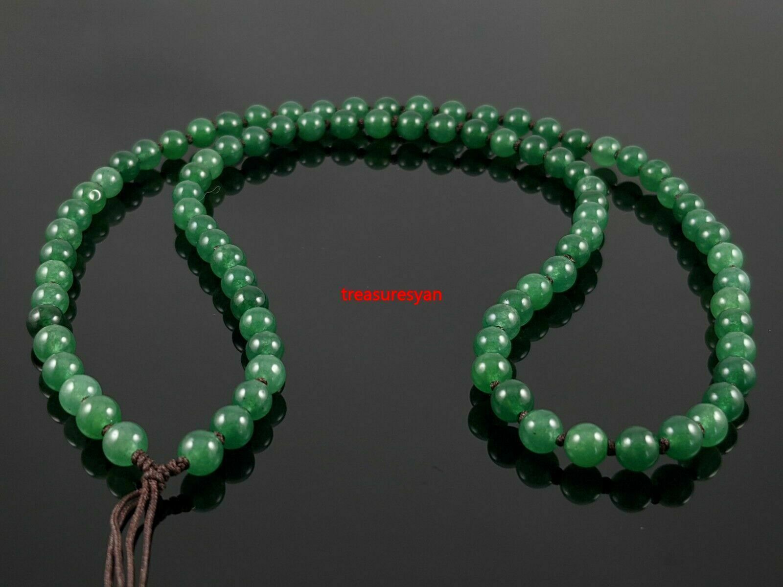 5pcs Natural Burmese Green Jadeite Jade 6mm Stone Bead Necklace for Pendants 24"