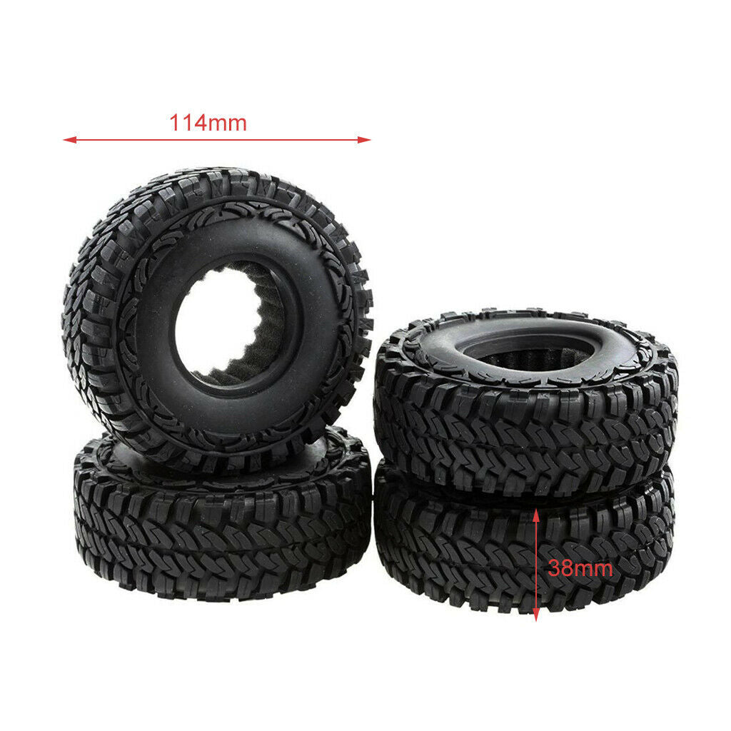 4X 1.9'' 114mm Rubber Tyres Set for SCX10 4WD 1:10 RC Crawler DIY Accessory