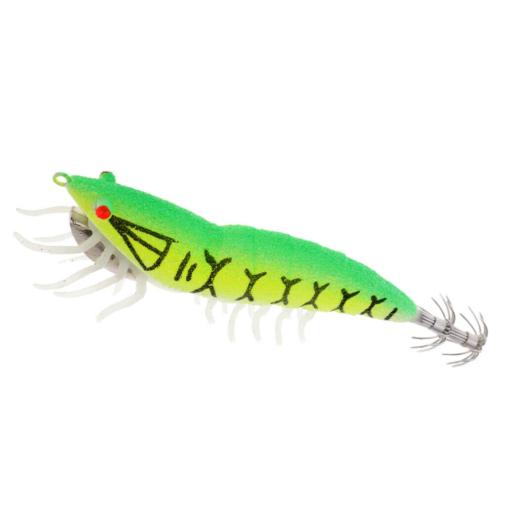 Glow in Dark Squid Jig Hooks Shrimp Fishing Lures with Luminous Soft Leg 01