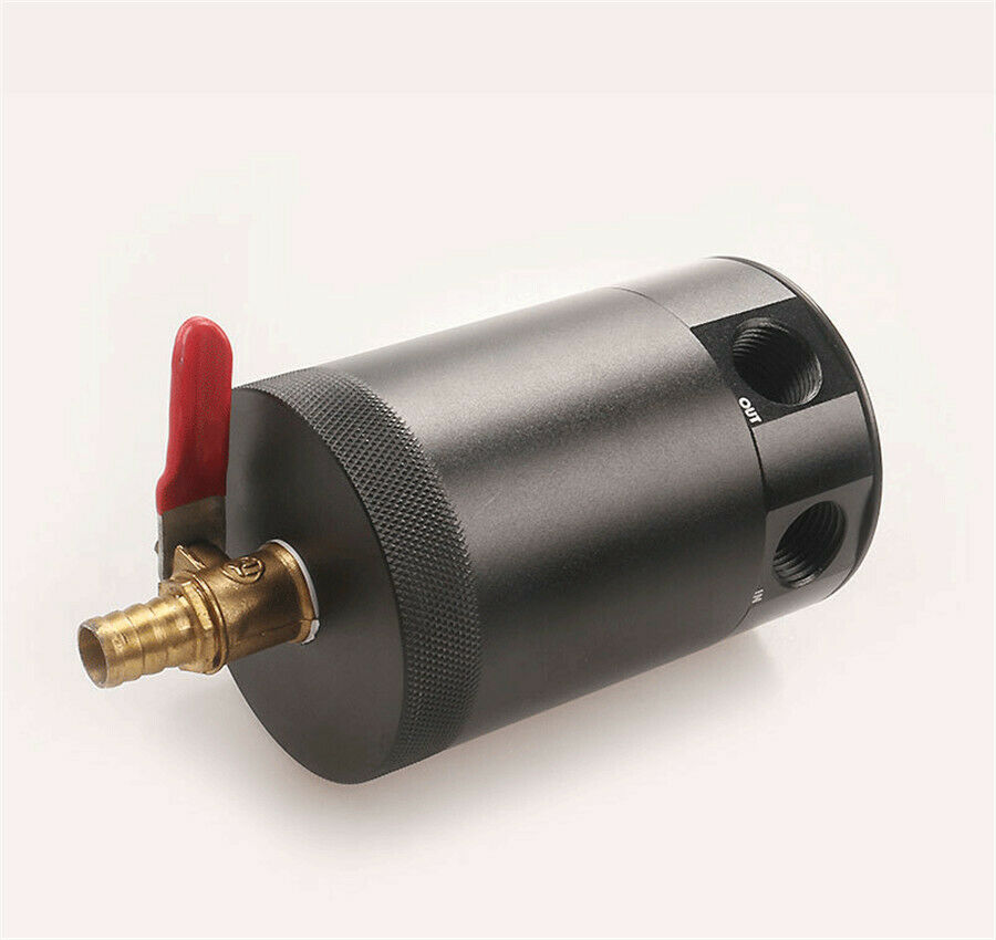 Aluminium Alloy 2-Port Oil Catch Can Tank Reservoir+Drain Valve Breather Baffle