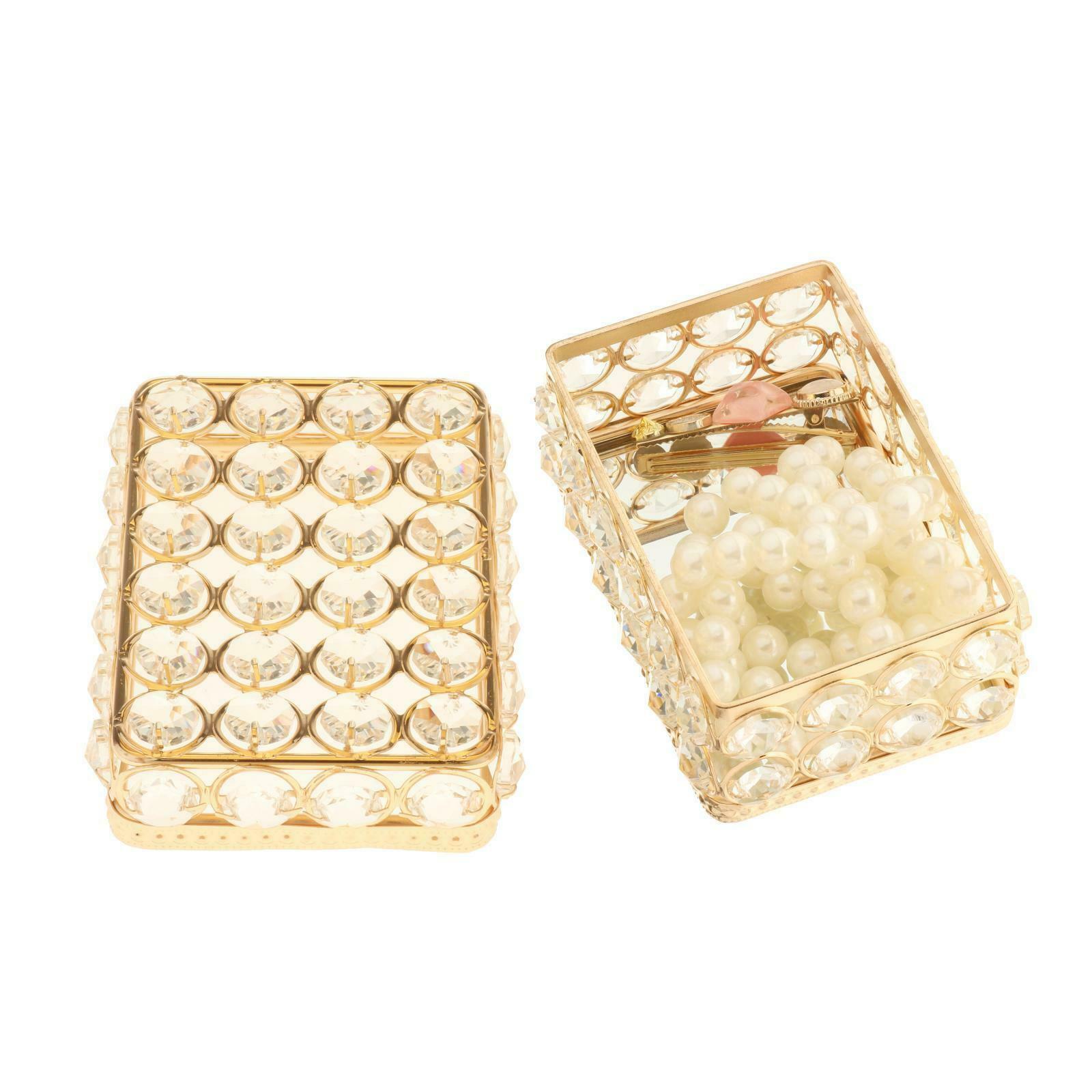 Crystal Jewelry Box with Lid Travel Necklace Organizer Storage Case Gift