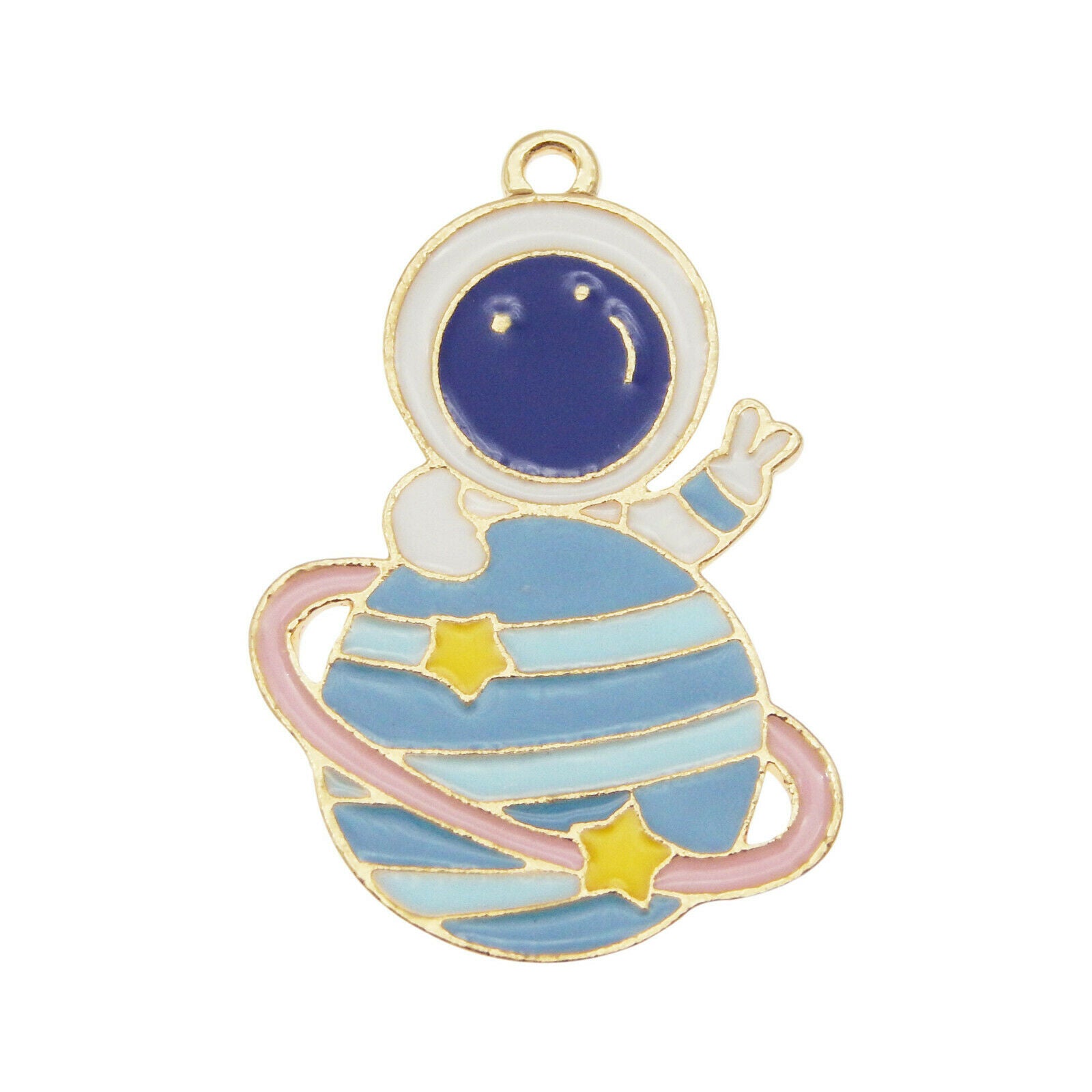 Wholesale Enamel 30x25mm Astronaut Planet Pendant Charms Earrings Bracelet 8pcs