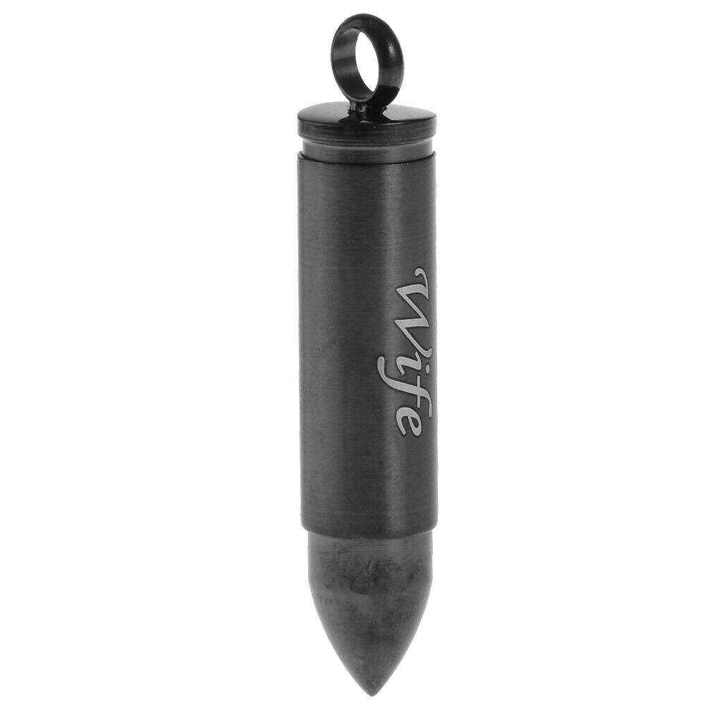 Stainless Steel Bullet Shape Cross Cremation Urn Memorial Pendant wife