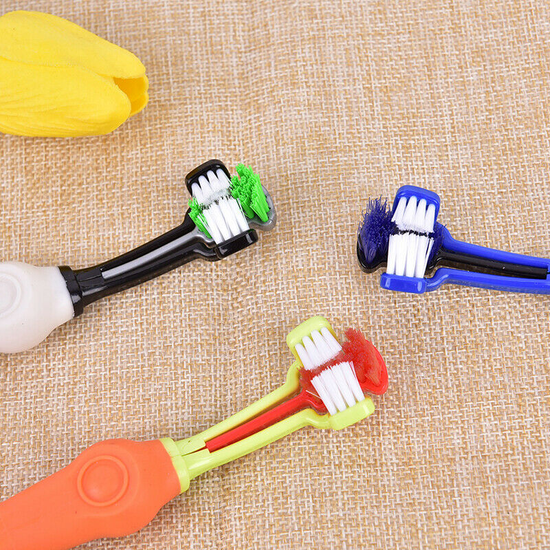 Dogs Toothbrush Three Sided Pets Clean Mouth Teeth Care Cleaning Grooming.l8