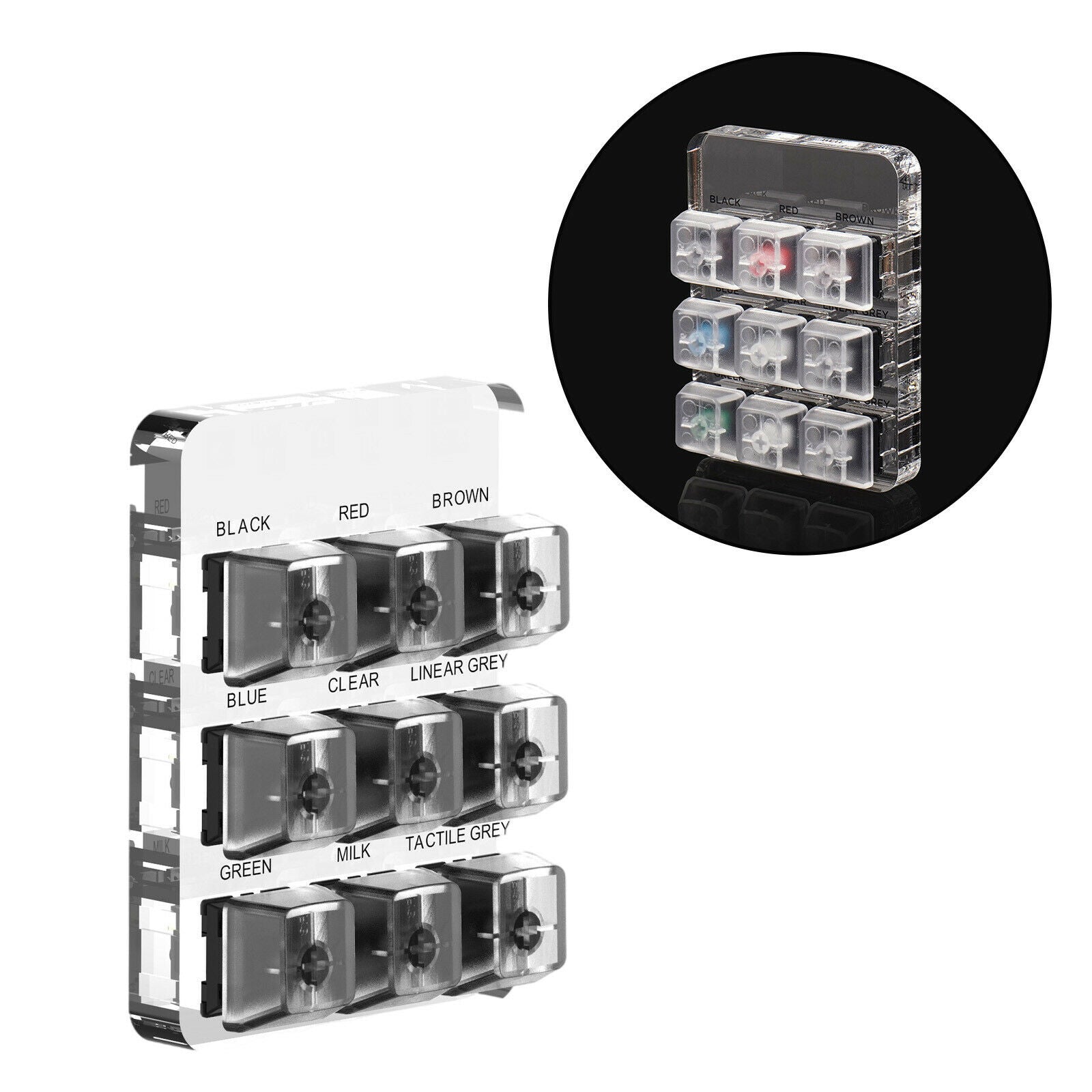 9-Key Shaft Switch Tester for Cherry MX Keycap Tester Kit Display Stand